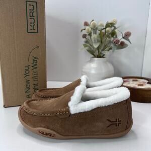 KURU Brown Suede Faux-Fur Lined Women's Slippers